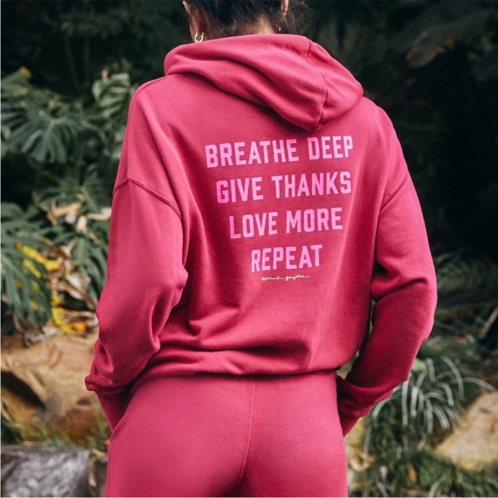 Spiritual Gangster Breathe Deep Oversized Phoebe Pullover Hoodie Candy Apple L